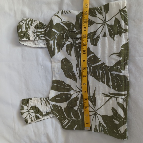 Abercrombie & Fitch Tropical Palm Linen-Blend Corset Top Size M - Picture 6 of 7